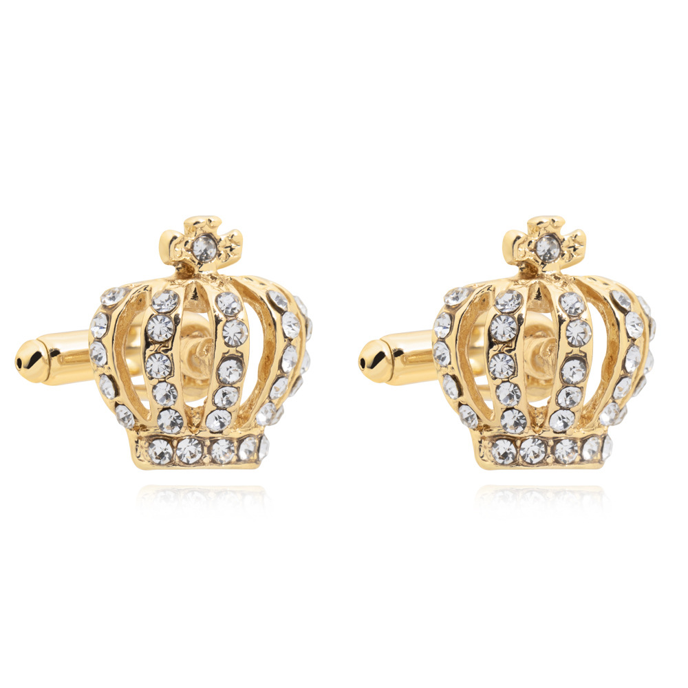 Men'S Grooming Gift Set - Full Rhinestone Crown Metal Cufflinks for